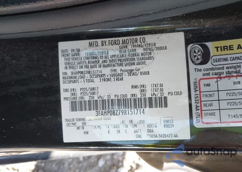 2009 Ford Fusion Sel z USA, uszkodzony, nr VIN 3FAHP08Z79R151714